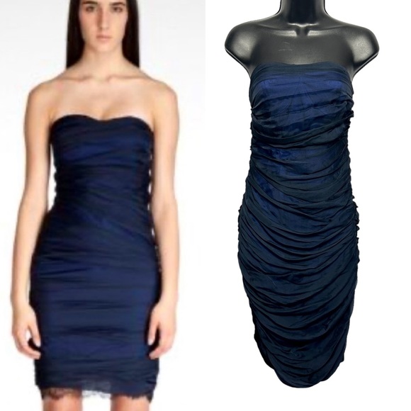 Diane Von Furstenberg Dresses & Skirts - DIANE VON FURSTENBERG Blue & Black Sheer Lace Silk Sleeveless Dress Size 6